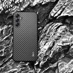 IMAK Ruiyi Series for Samsung Galaxy A34 5G Phone Case PU Leather Coated PC Carbon Fiber Texture Cover
