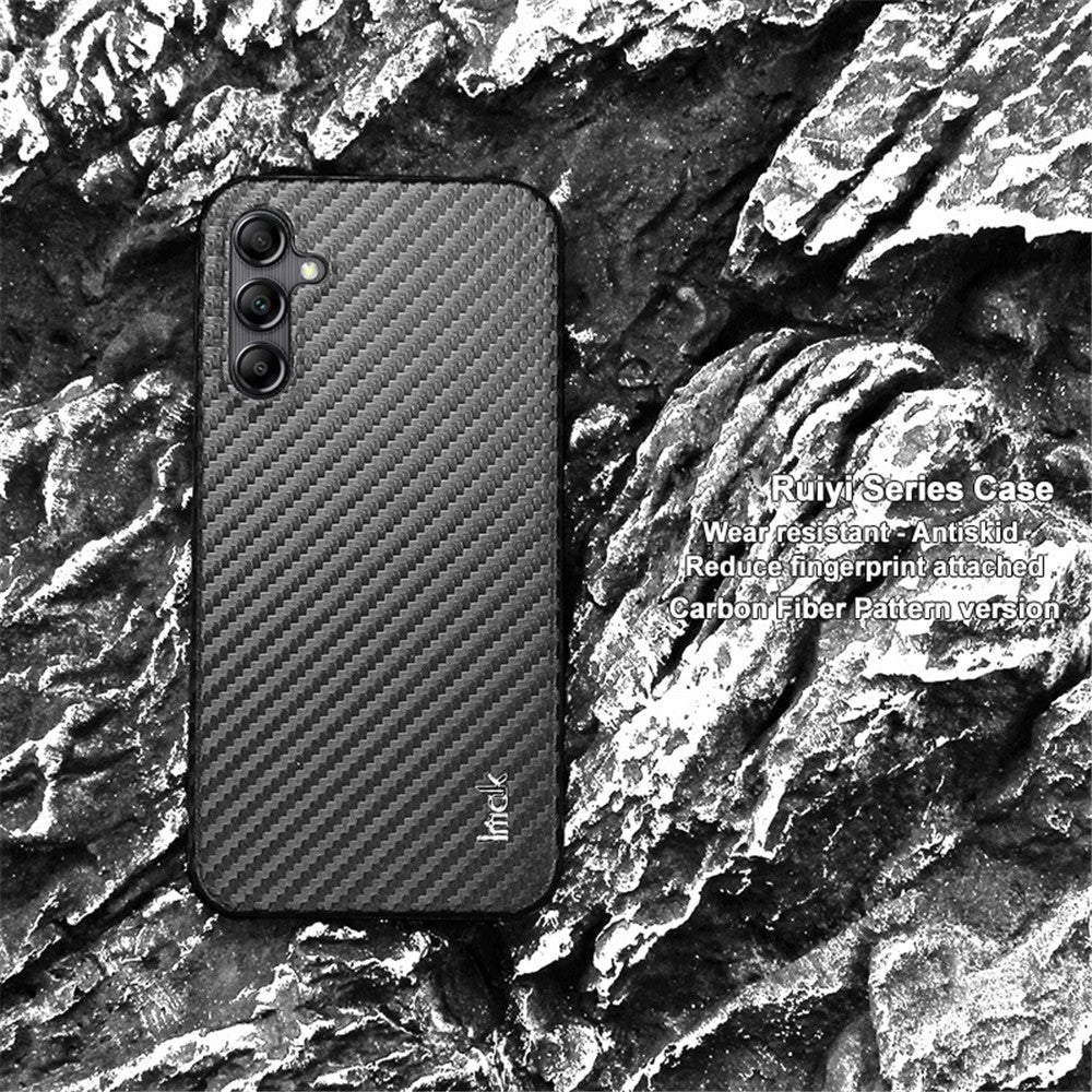 IMAK Ruiyi Series for Samsung Galaxy A34 5G Phone Case PU Leather Coated PC Carbon Fiber Texture Cover