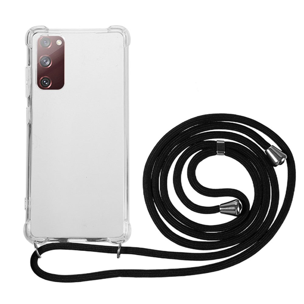 TPU-etui til Samsung Galaxy S20 FE / S20 FE 5G / S20 FE 2022 / S20 Lite, gennemsigtigt stødabsorberende mobilcover med snor