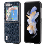 ABEEL For Samsung Galaxy Z Flip5 5G Genuine Cow Leather Coated PC Phone Case Textured Anti-Slip Cover