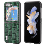 ABEEL För Samsung Galaxy Z Flip5 5G Mahjong Texture mobilskal Äkta Koläder Belagd PC Stötsäkert Skydd