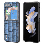 ABEEL För Samsung Galaxy Z Flip5 5G Mahjong Texture mobilskal Äkta Koläder Belagd PC Stötsäkert Skydd