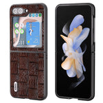 ABEEL För Samsung Galaxy Z Flip5 5G Mahjong Texture mobilskal Äkta Koläder Belagd PC Stötsäkert Skydd