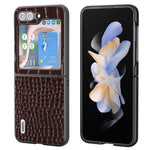 ABEEL Til Samsung Galaxy Z Flip5 5G Telefoncover Med Krokodilletekstur Ægte Koskindbelagt PC Bagcover