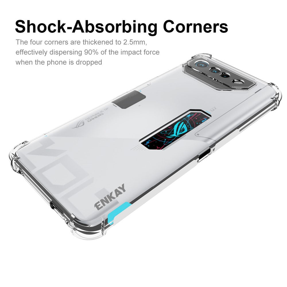 ENKAY HAT PRINCE til Asus ROG Phone 7 Ultimate 5G Gennemsigtigt telefoncover Skridsikker kant TPU mobiltelefoncover