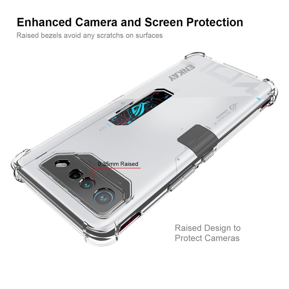 ENKAY HAT PRINCE til Asus ROG Phone 7 Ultimate 5G Gennemsigtigt telefoncover Skridsikker kant TPU mobiltelefoncover