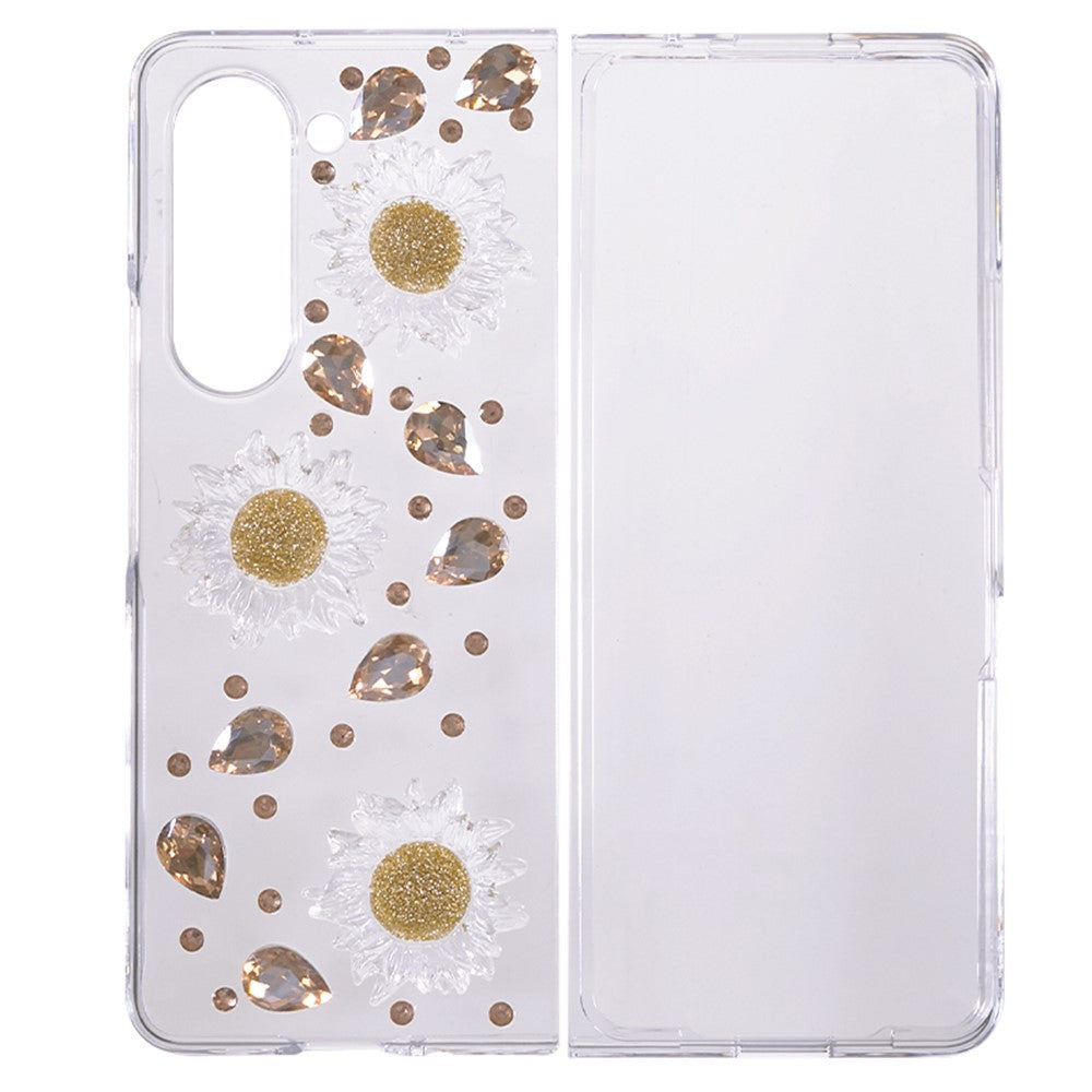 For Samsung Galaxy Z Fold5 5G Hard PC Phone Case 2-Piece Design Rhinestone Decor Folding Phone Cover