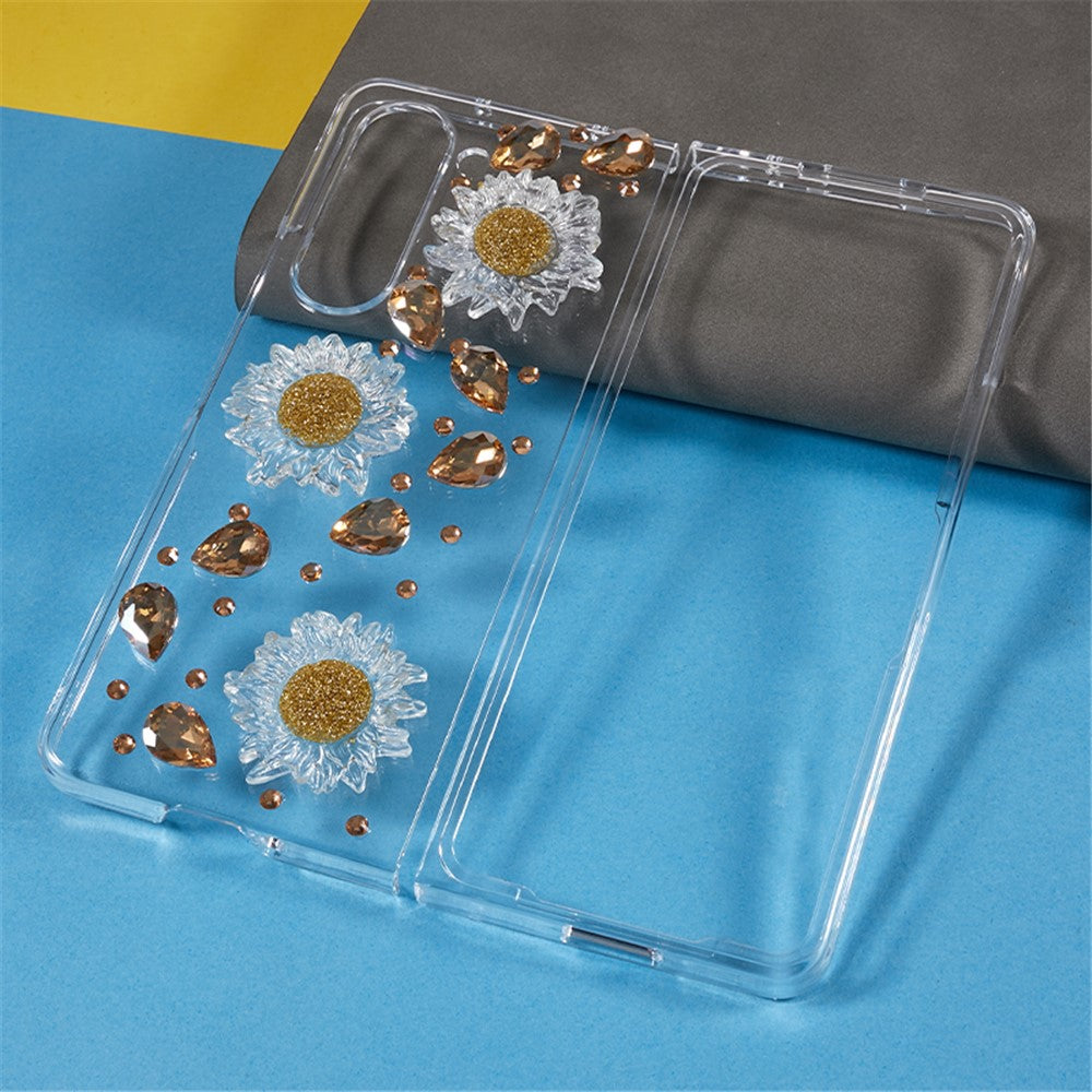For Samsung Galaxy Z Fold5 5G Hard PC Phone Case 2-Piece Design Rhinestone Decor Folding Phone Cover