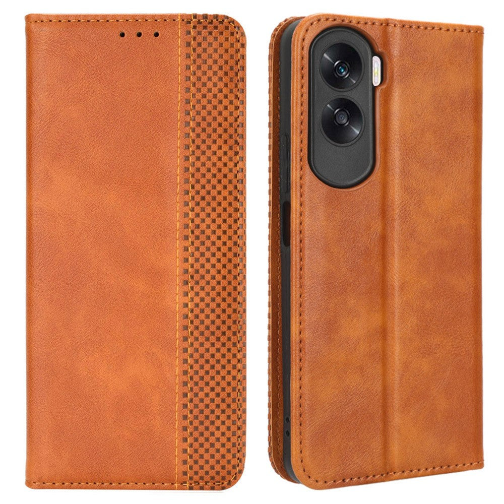 Stand Case for Honor 90 Lite 5G / X50i 5G Magnetic Shell Retro PU Leather Phone Wallet Flip Cover