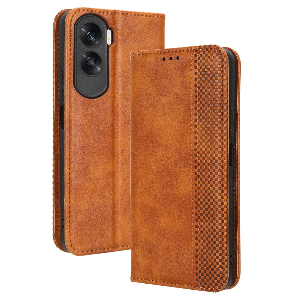 Stand Case for Honor 90 Lite 5G / X50i 5G Magnetic Shell Retro PU Leather Phone Wallet Flip Cover