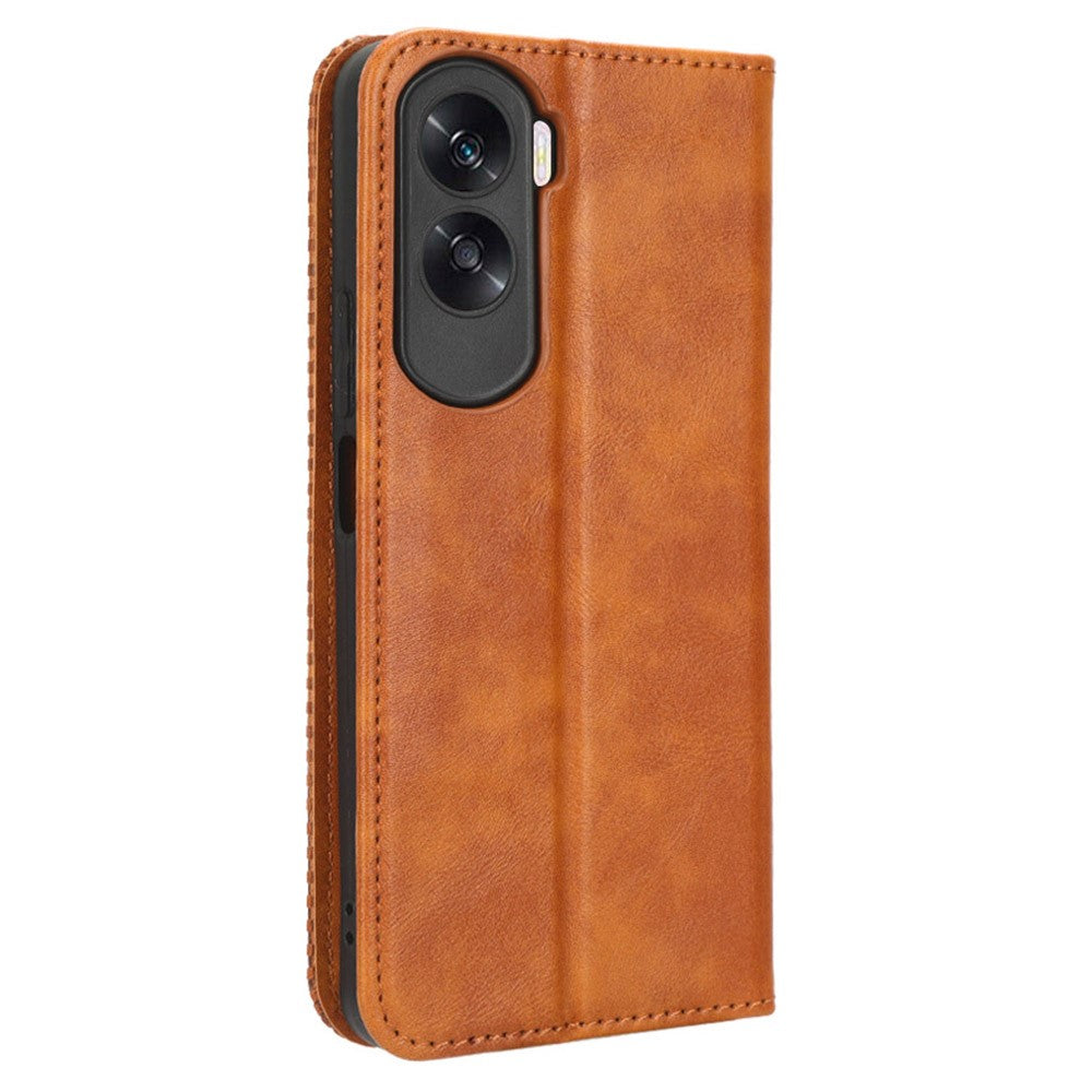 Stand Case for Honor 90 Lite 5G / X50i 5G Magnetic Shell Retro PU Leather Phone Wallet Flip Cover