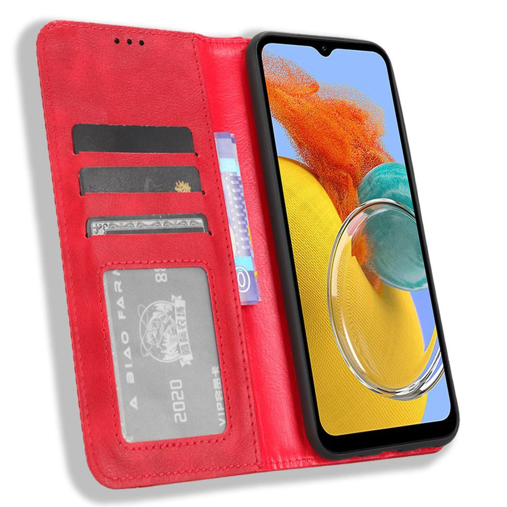 For Samsung Galaxy M54 5G / F54 5G PU Leather Vintage Magnetic Cover Stand Flip Wallet Phone Case