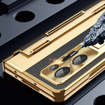 For Oppo Find N2 5G Anti-Scratch Kickstand Phone Case PU Leather+PC Phone Cover with Stylus Pen