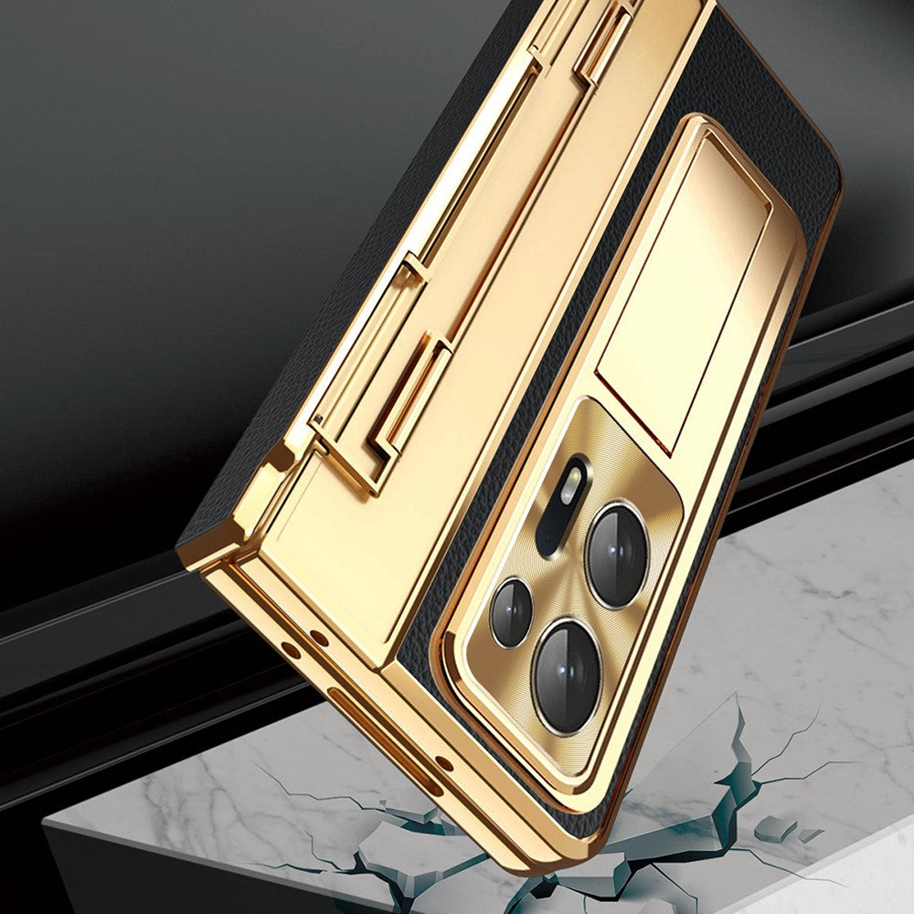 For Oppo Find N2 5G Anti-Scratch Kickstand Phone Case PU Leather+PC Phone Cover with Stylus Pen