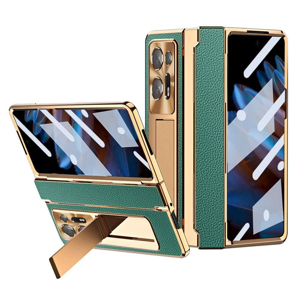 For Oppo Find N2 5G Anti-Scratch Kickstand Phone Case PU Leather+PC Phone Cover with Stylus Pen