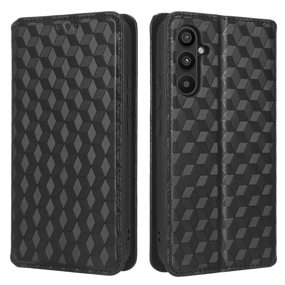 PU Leather Shell for Samsung Galaxy M54 5G / F54 5G Rhombus Imprinted Wallet Phone Case Flip Stand Cover
