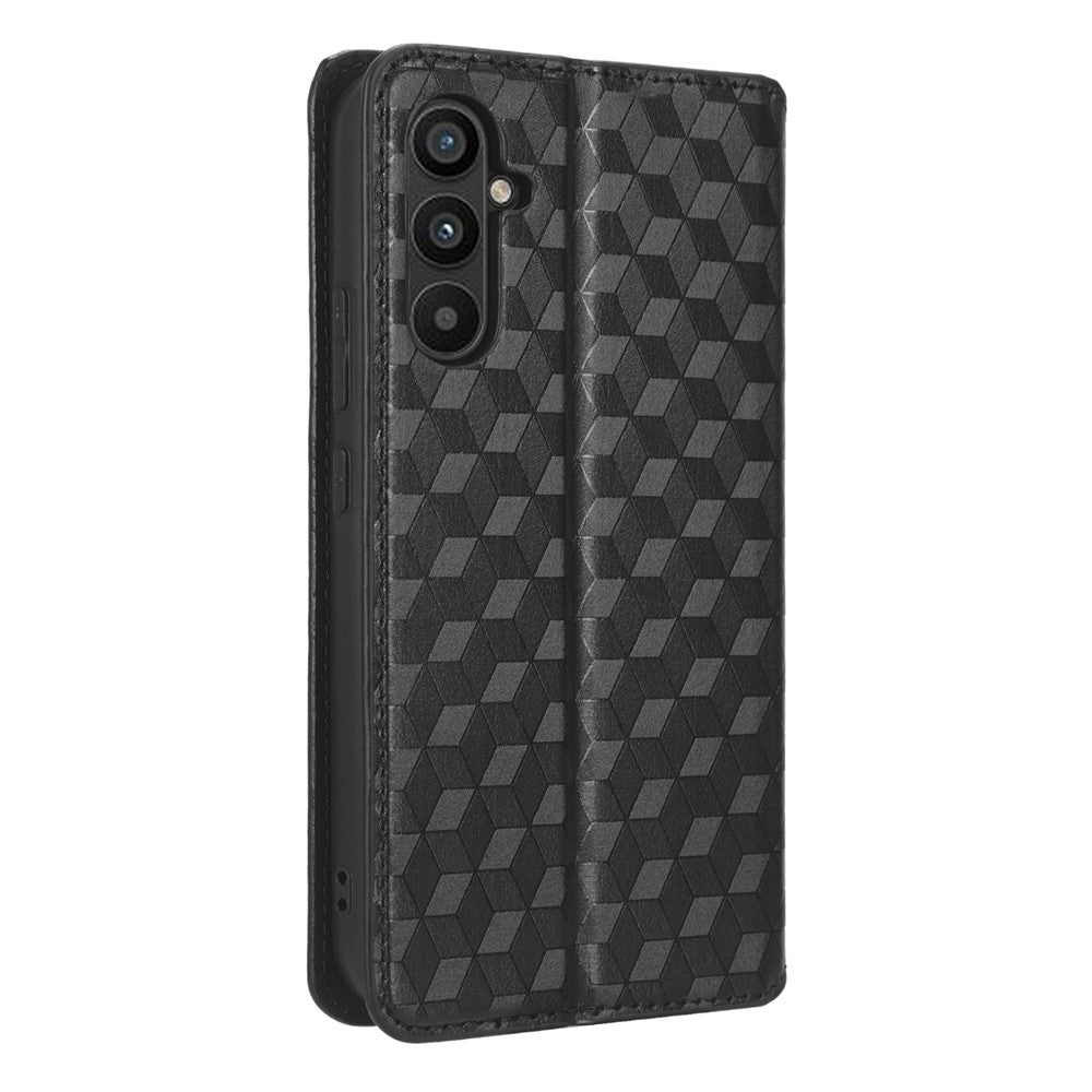 PU Leather Shell for Samsung Galaxy M54 5G / F54 5G Rhombus Imprinted Wallet Phone Case Flip Stand Cover