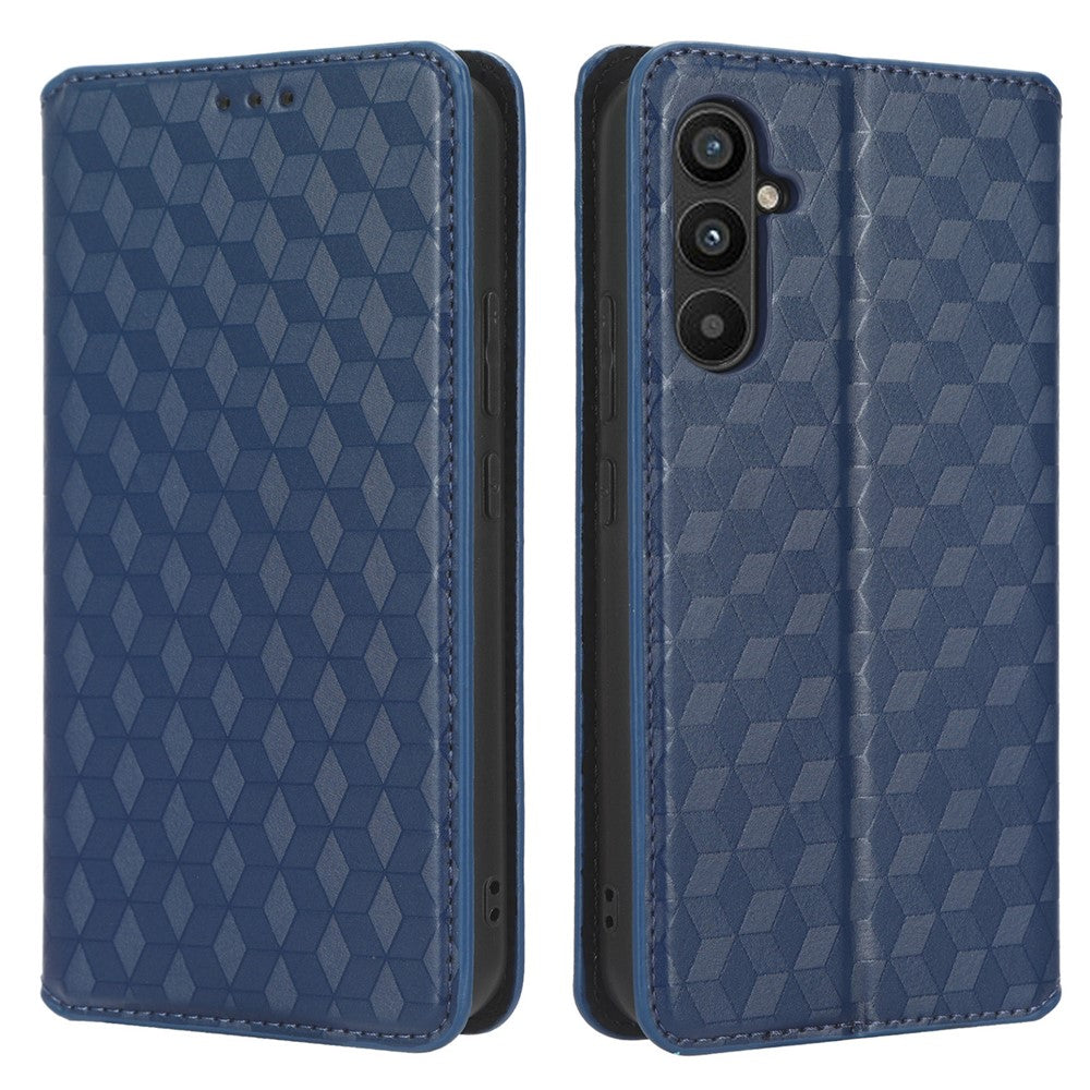 PU Leather Shell for Samsung Galaxy M54 5G / F54 5G Rhombus Imprinted Wallet Phone Case Flip Stand Cover