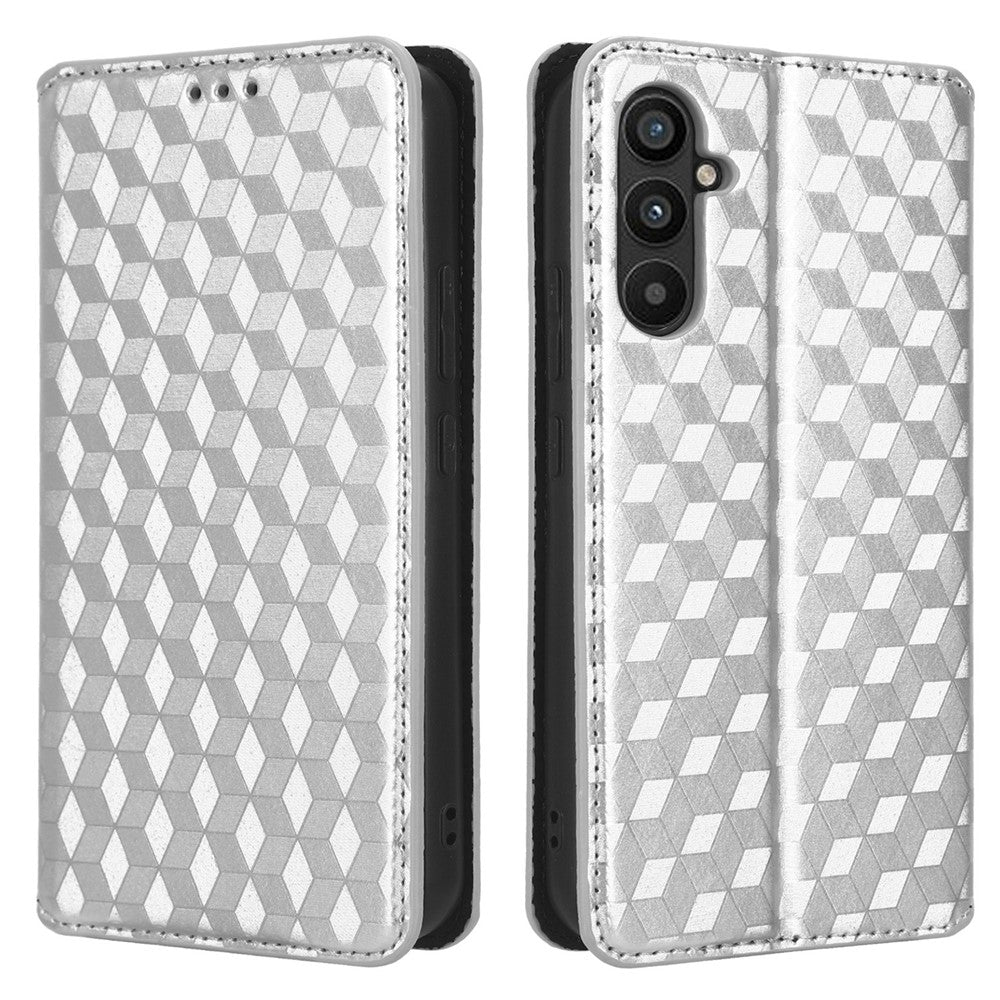 PU Leather Shell for Samsung Galaxy M54 5G / F54 5G Rhombus Imprinted Wallet Phone Case Flip Stand Cover