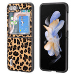 ABEEL Til Samsung Galaxy Z Flip5 5G Leopardmønster Telefoncover PU Læder + PC Bagside