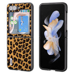 ABEEL Til Samsung Galaxy Z Flip5 5G Leopardmønster Telefoncover PU Læder + PC Bagside