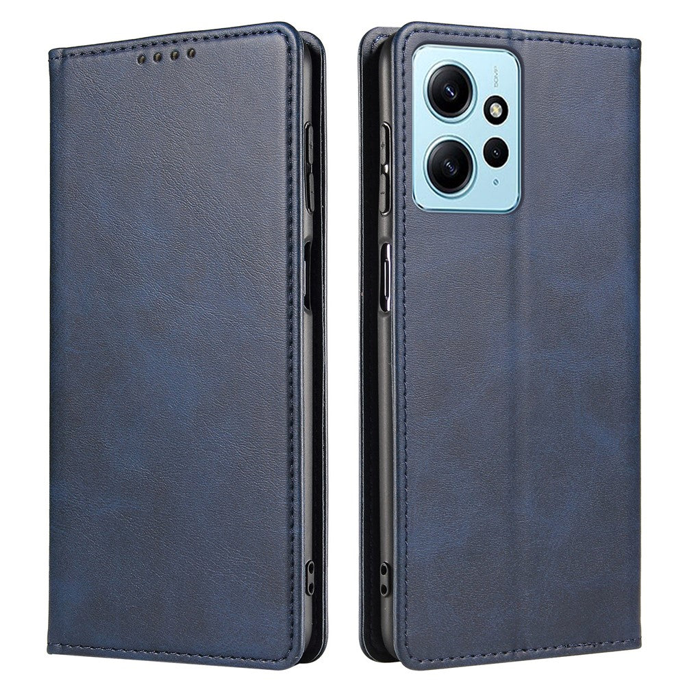 Xiaomi Redmi Note 12 4G PU-läder plånboksfodral med kalvstruktur, stativ, smartphone-fodral