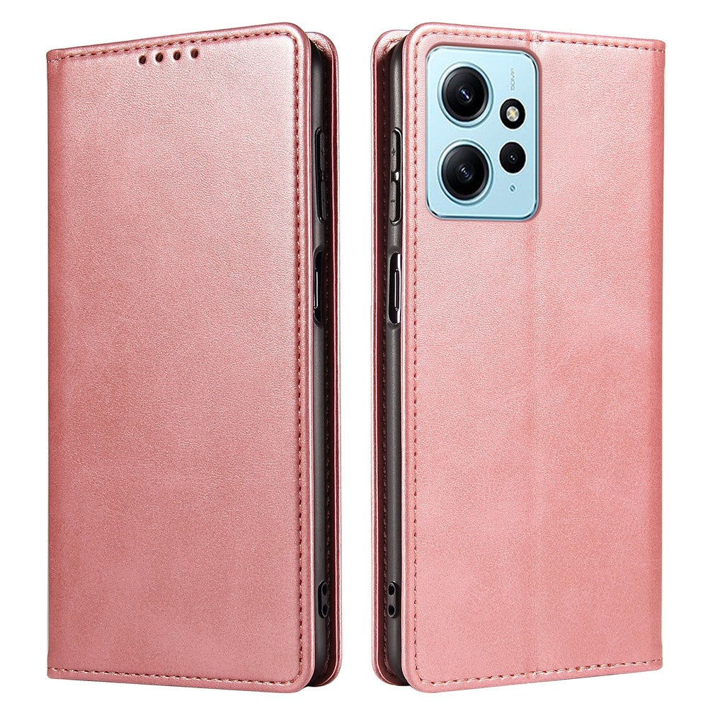 Xiaomi Redmi Note 12 4G PU-läder plånboksfodral med kalvstruktur, stativ, smartphone-fodral