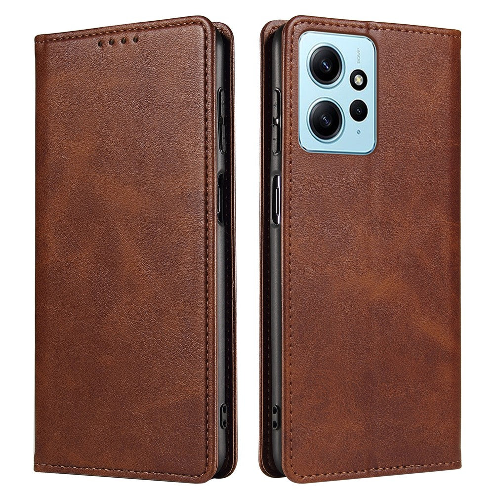 For Xiaomi Redmi Note 12 4G PU Leather Wallet Case Calf Texture Stand Smartphone Cover