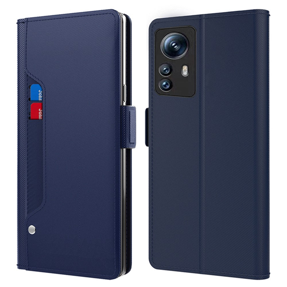 For Xiaomi Redmi Note 12S 4G PU Leather Stand Case Card Slot Phone Cover with Mirror Function