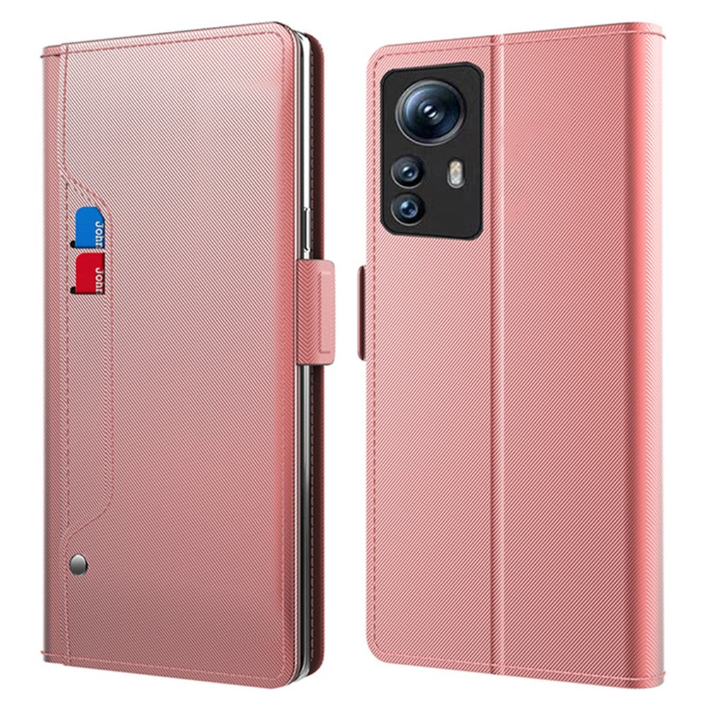 Xiaomi Redmi Note 12S 4G PU-läderfodral med kortplats och spegelfunktion