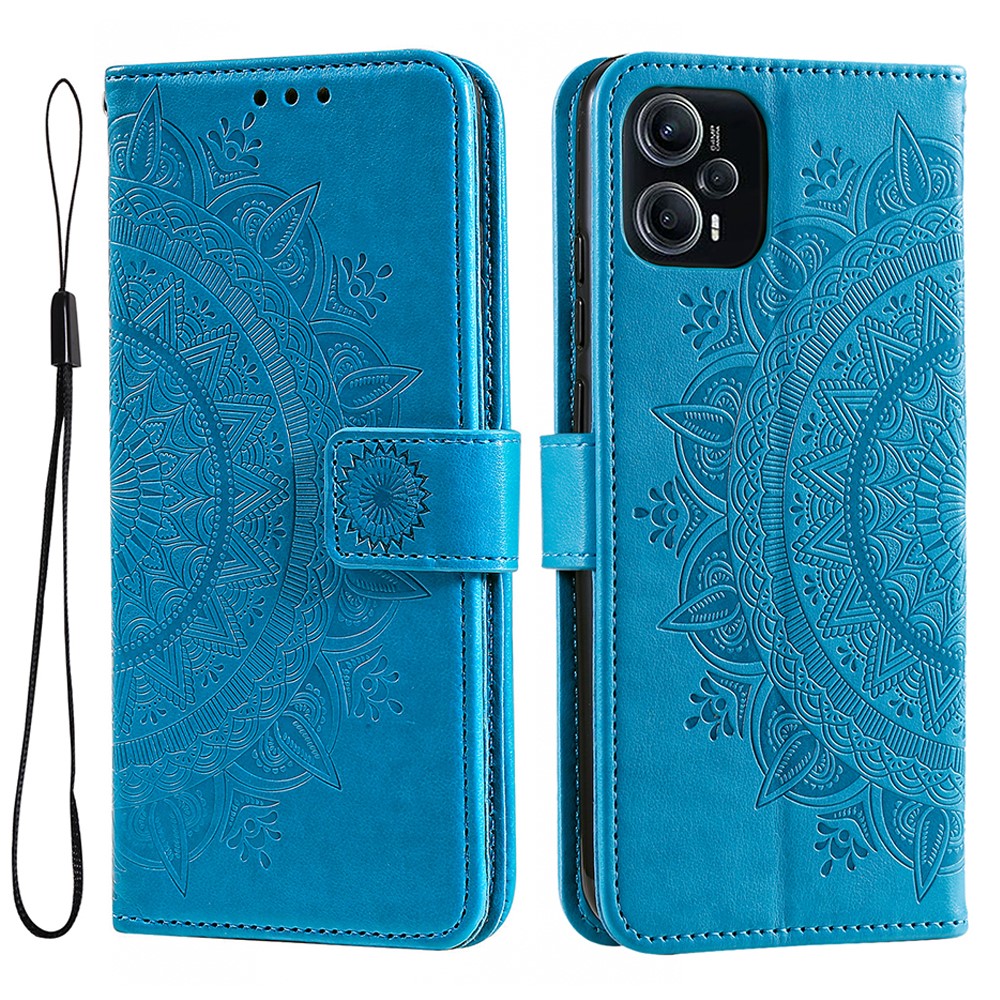 For Xiaomi Redmi Note 12 Turbo / Poco F5 5G Wallet PU Leather Case Mandala Flower Imprint Stand Cover