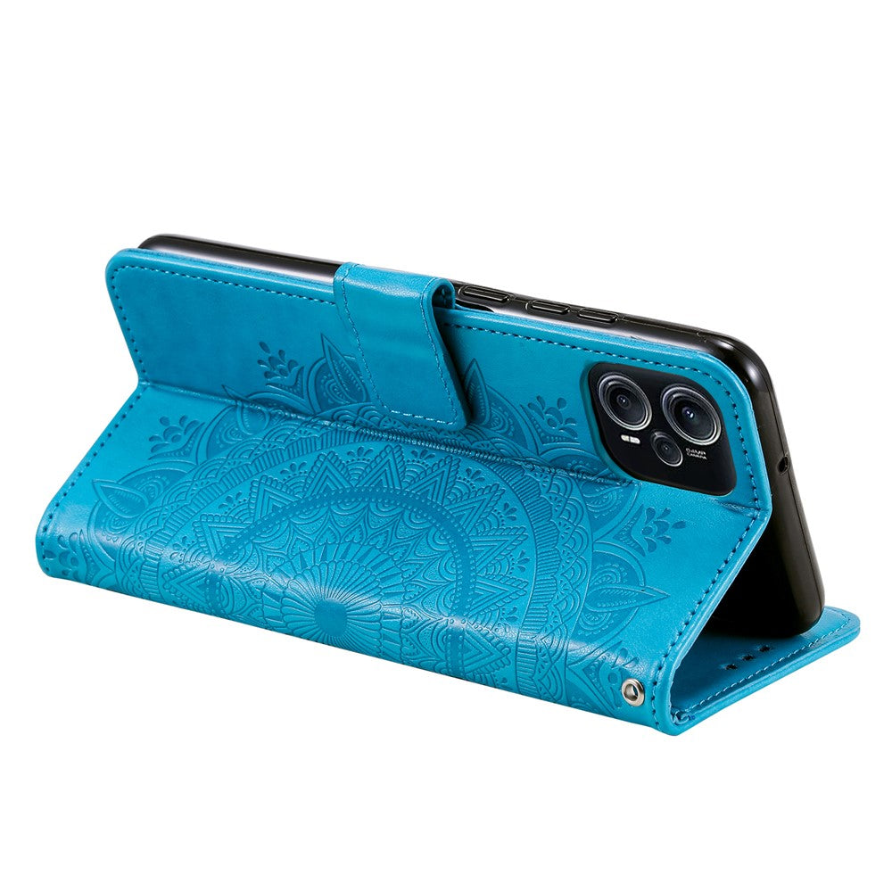 For Xiaomi Redmi Note 12 Turbo / Poco F5 5G Wallet PU Leather Case Mandala Flower Imprint Stand Cover