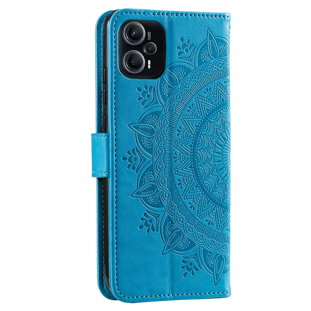For Xiaomi Redmi Note 12 Turbo / Poco F5 5G Wallet PU Leather Case Mandala Flower Imprint Stand Cover
