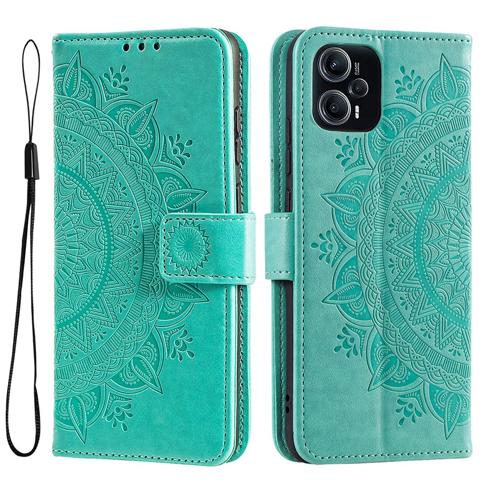 For Xiaomi Redmi Note 12 Turbo / Poco F5 5G Wallet PU Leather Case Mandala Flower Imprint Stand Cover
