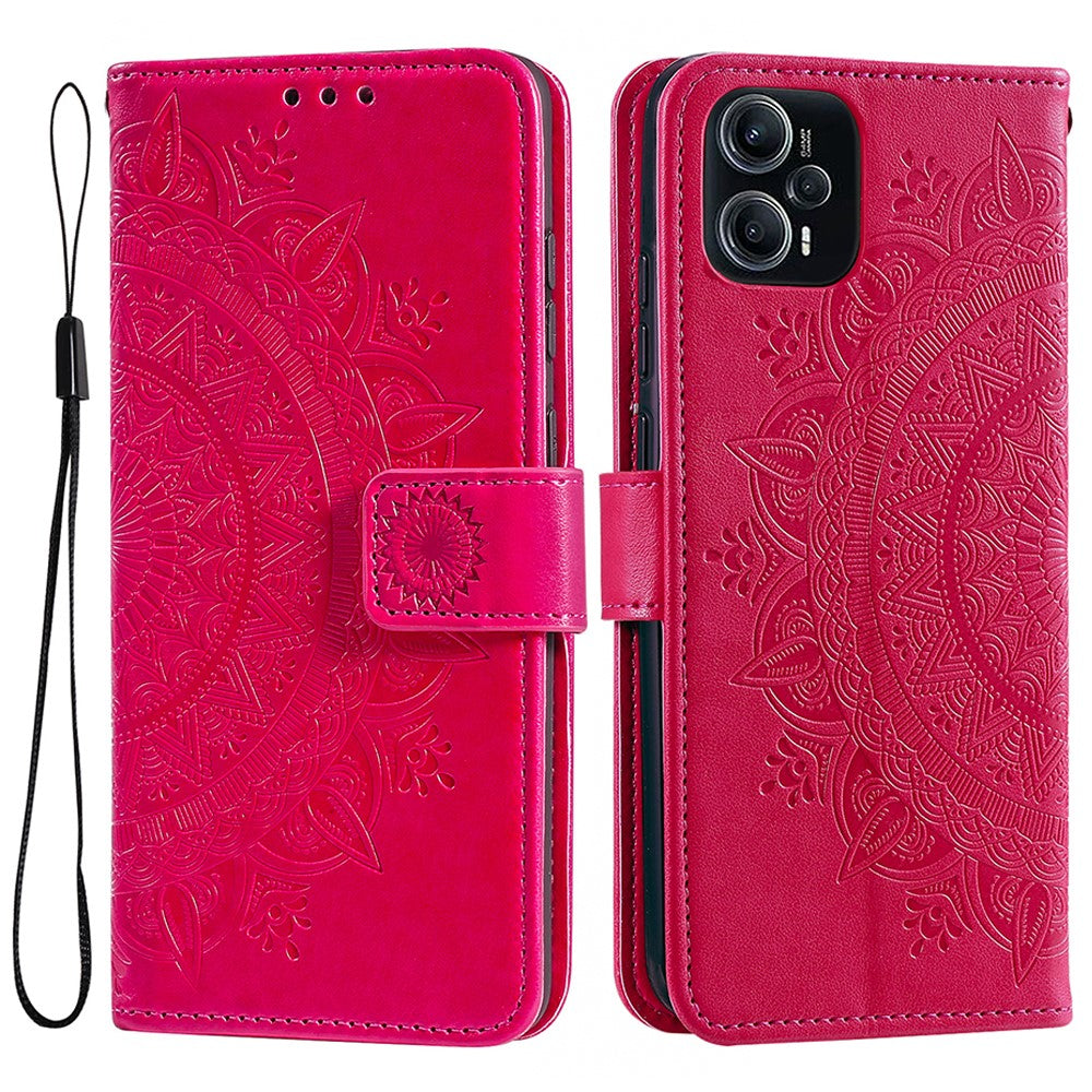 For Xiaomi Redmi Note 12 Turbo / Poco F5 5G Wallet PU Leather Case Mandala Flower Imprint Stand Cover