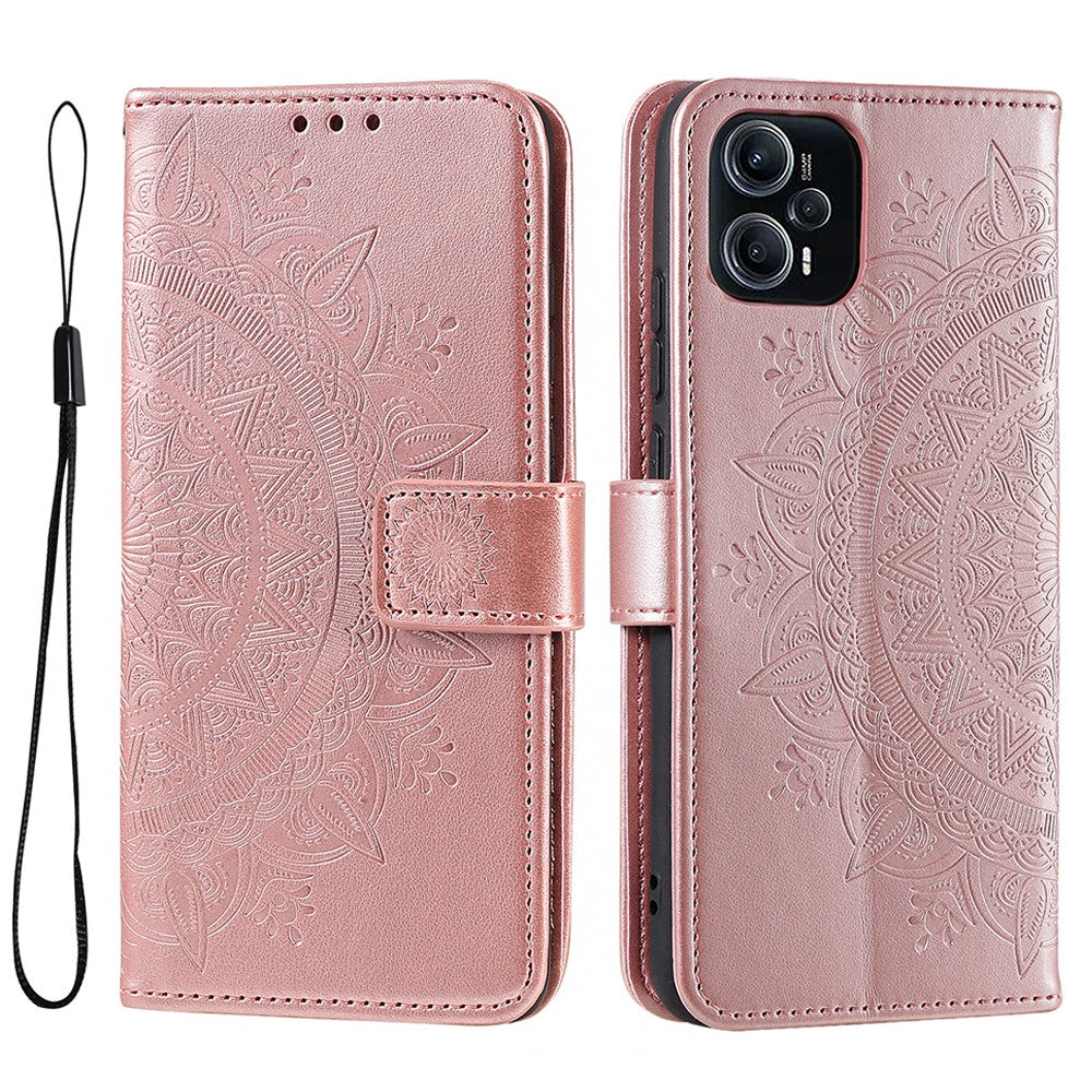 For Xiaomi Redmi Note 12 Turbo / Poco F5 5G Wallet PU Leather Case Mandala Flower Imprint Stand Cover