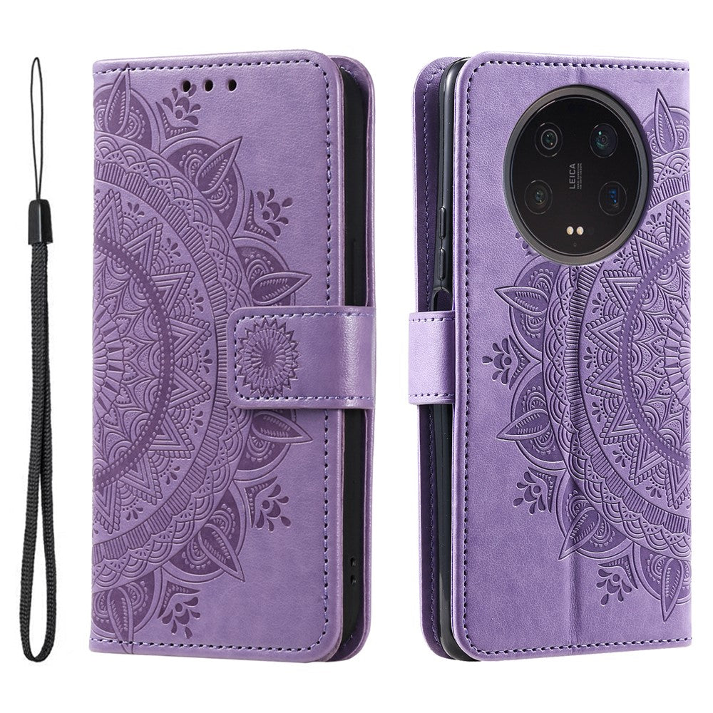 Xiaomi 13 Ultra PU-lädermobilskal med prägel, mandala och blommönster, stativplånbok, dammfritt mobilmobilskal