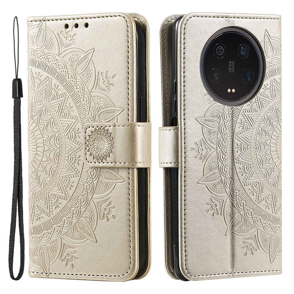 Xiaomi 13 Ultra PU-lädermobilskal med prägel, mandala och blommönster, stativplånbok, dammfritt mobilmobilskal