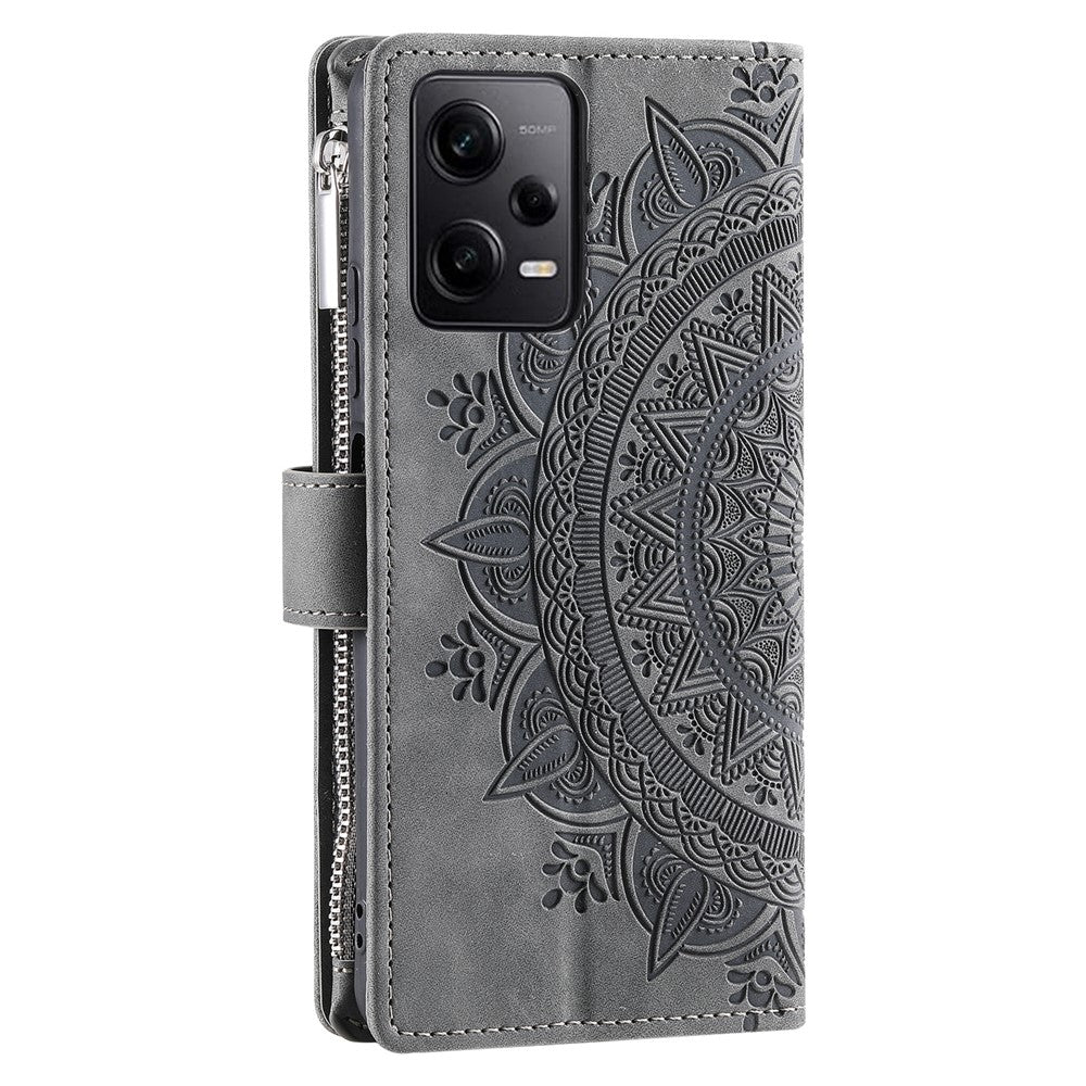 For Xiaomi Redmi Note 12 Pro 5G / Note 12 Pro Speed 5G / Poco X5 Pro 5G Leather Wallet Stand Cover Mandala Flower Imprint Phone Case