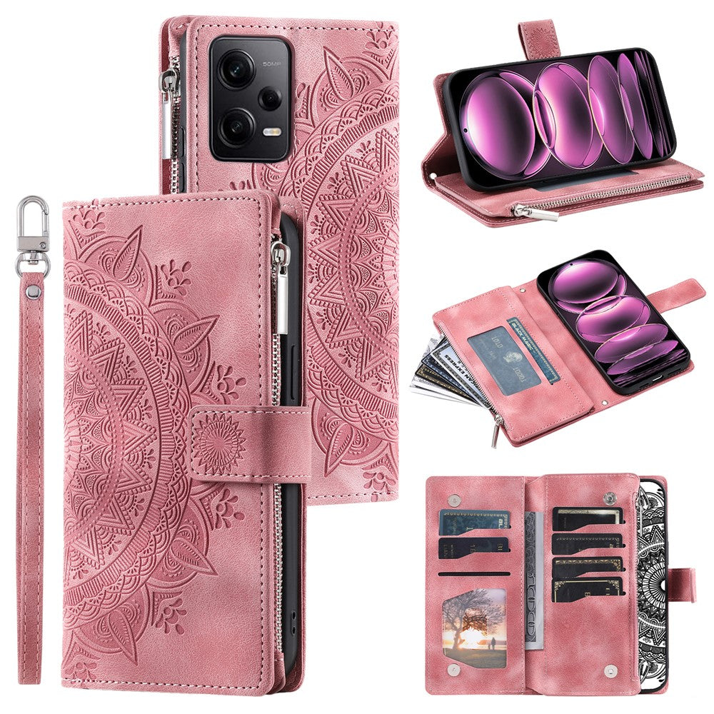 For Xiaomi Redmi Note 12 Pro 5G / Note 12 Pro Speed 5G / Poco X5 Pro 5G Leather Wallet Stand Cover Mandala Flower Imprint Phone Case