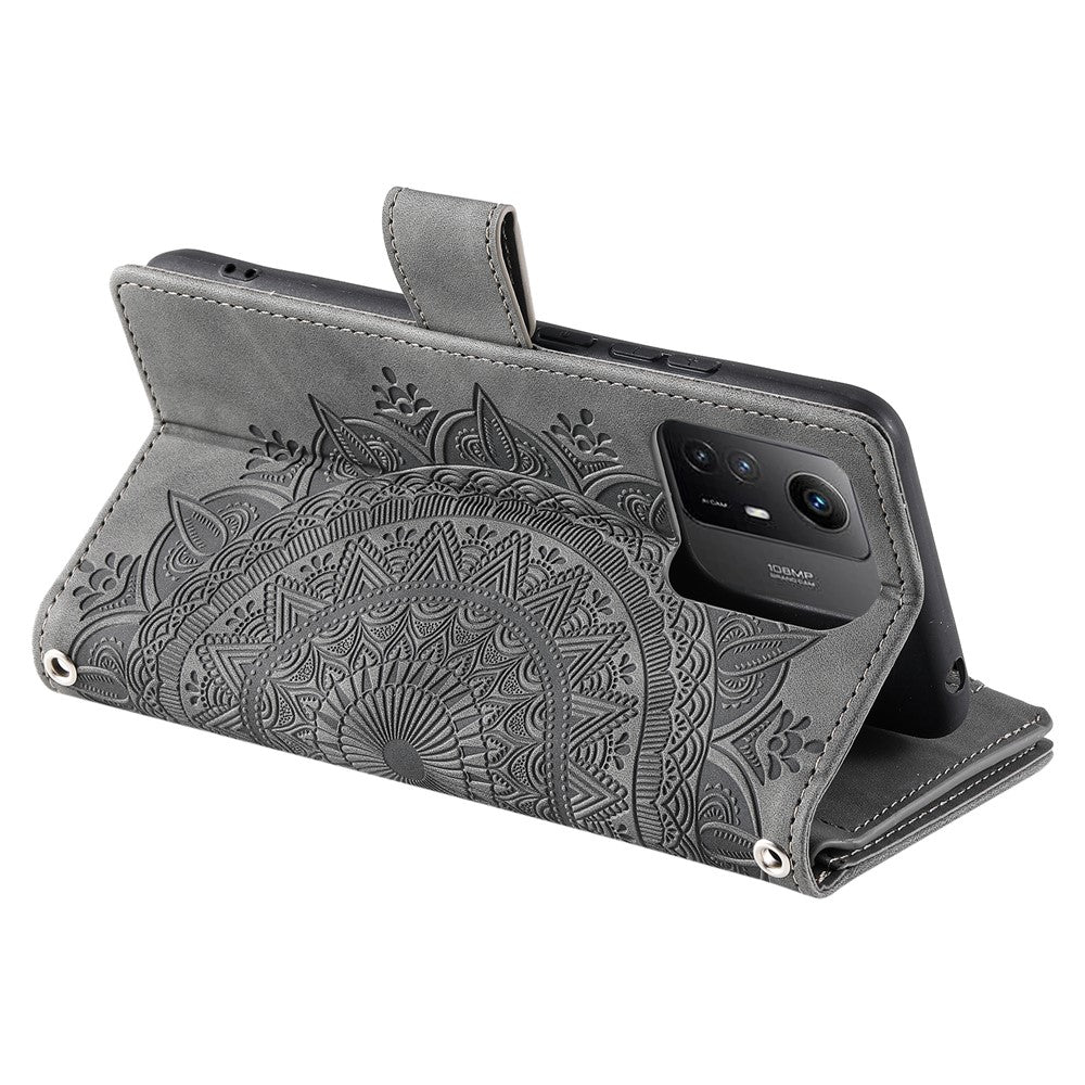 For Xiaomi Redmi Note 12S 4G Mandala Flower Imprint Phone Case PU Leather Wallet Stand Cover