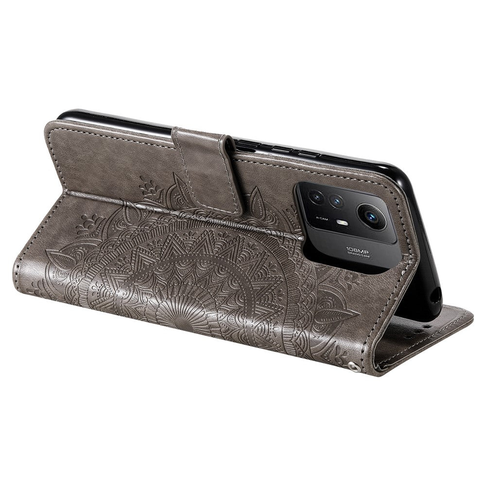 For Xiaomi Redmi Note 12S 4G PU Leather Wallet Phone Case Mandala Flower Imprint Anti-drop Stand Cover