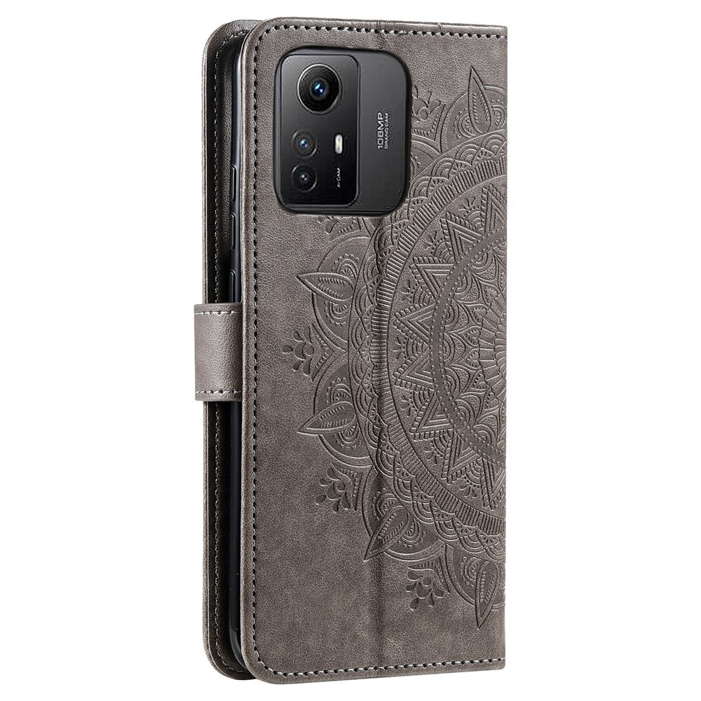 For Xiaomi Redmi Note 12S 4G PU Leather Wallet Phone Case Mandala Flower Imprint Anti-drop Stand Cover