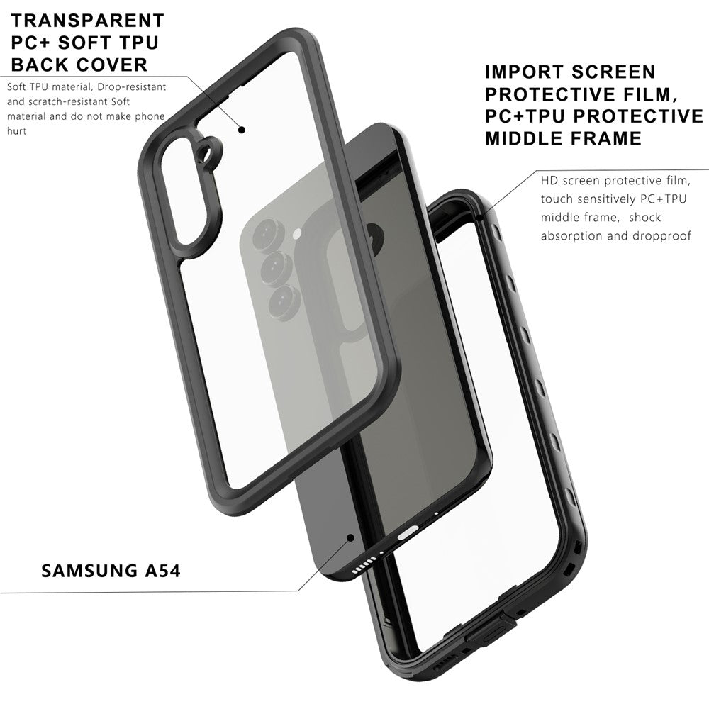 REDPEPPER A-serien IP68 Vattentätt mobilskal för Samsung Galaxy A54 5G Transparent PC+TPU-fodral