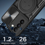 For Samsung Galaxy S21+ 5G Rotatable Ring Kickstand Cover PC + TPU Phone Case with Slide Camera Lid