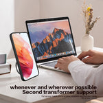 For Samsung Galaxy S21+ 5G Rotatable Ring Kickstand Cover PC + TPU Phone Case with Slide Camera Lid