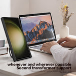 For Samsung Galaxy S22 Ultra 5G Slide Camera Lid PC + TPU Back Cover Rotatable Ring Kickstand Phone Case