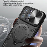 For iPhone 12 Pro 6.1 inch Slide Camera Lid Anti-scratch Cover Rotatable Kickstand PC + TPU Phone Case