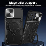 For iPhone 12 Pro 6.1 inch Slide Camera Lid Anti-scratch Cover Rotatable Kickstand PC + TPU Phone Case