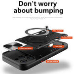 For iPhone 12 Pro 6.1 inch Slide Camera Lid Anti-scratch Cover Rotatable Kickstand PC + TPU Phone Case